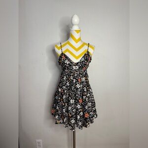 Free People x Revolve Size 10 Kaley Mini Dress in Black Floral Multi #CB3